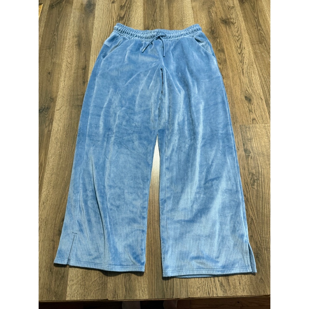 All In Motion Pants Girls Size XL Blue Pants Ribbed Drawstring Corduroy Wide Leg